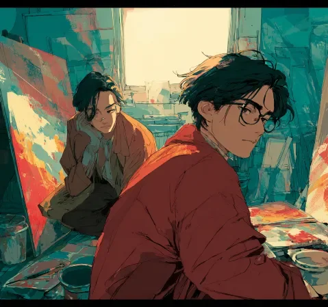 热血漫画角色在绝境中重新站起的场景